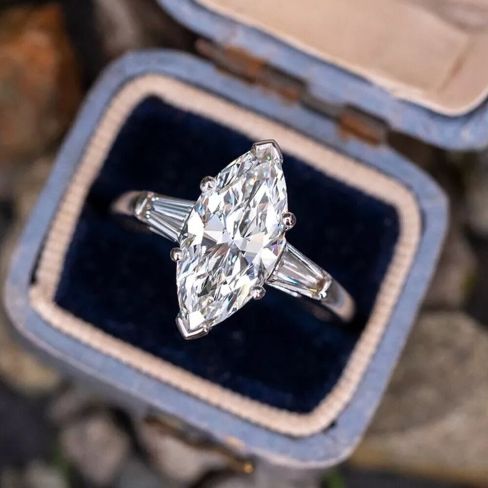 NEW 14K White Gold Marquise Cut Diamond Ring